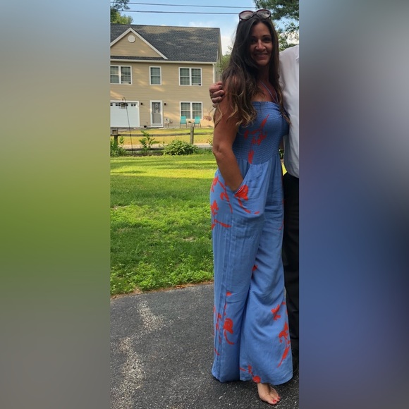 Tory Burch Light Blue Jumpsuit with Orange Accents - Picture 16 of 16